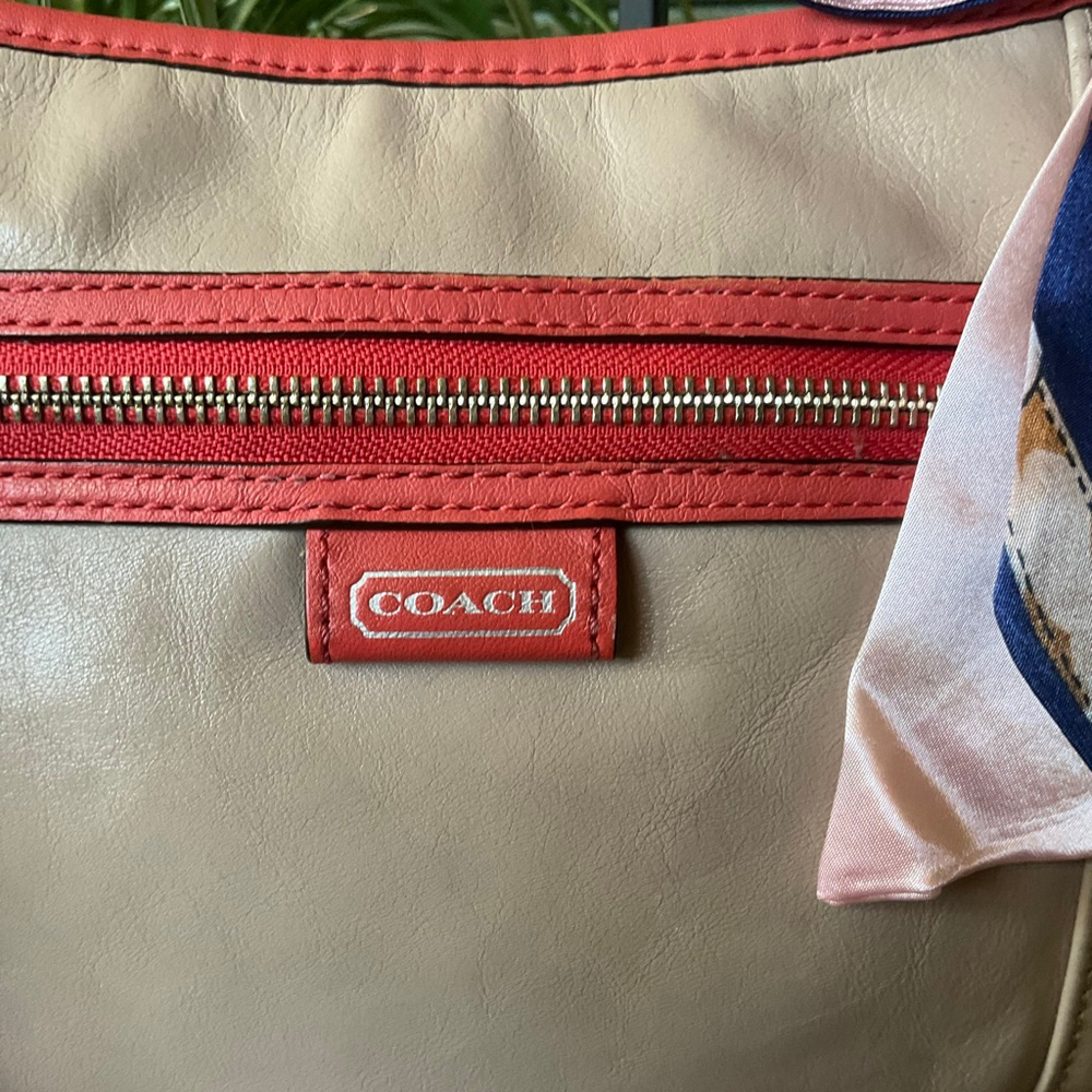 Coach Daisy Spectator Purse Tan/Pink with Scarf (no hang tag) - Picture 4 of 14